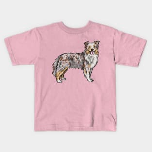 Australian Shepherd Dog | Red Merle | Rose Ears Kids T-Shirt